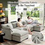 146" Cloud Couch Sectional, U Shaped Modular Sectional Sofa, 4-Seat Deep Seat - Image 5