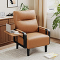 Andeworld Modern Brown Accent Chair, PU Leather Upholstered Armchair Side Chair by Andeworld