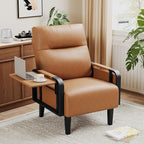 Andeworld Modern Brown Accent Chair, PU Leather Upholstered Armchair Side Chair by Andeworld