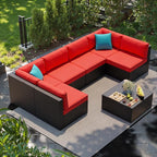 Shintenchi 7 Pieces Patio Furniture Sets Outdoor All-Weather Sectional Patio - Image 3