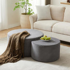 49.7'' Foam Round Nesting Coffee Table Set of 2, Modern Upholstered Side End by JJKFurniture-kevinplus