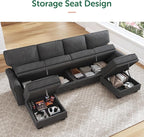 HONBAY Sectional Sofa with Storage Seat U Shaped Couch with Reversible Chaise - Image 3