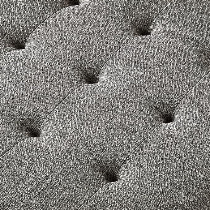 24KF Large Square Upholstered Tufted Linen Ottoman Coffee Table, Large Footrest - Image 5