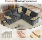 Hanherry Sectional Couch with Pull Out Sofa Bed, Chenille Sleeper Sofa with 2 - Image 6