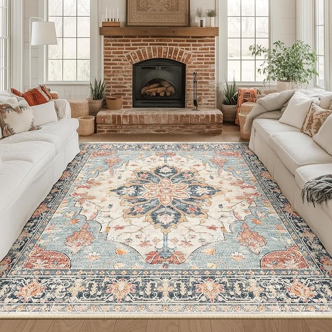 RELEANY Washable Area Rug, Square 8'x8', Water Repellent, Pet Friendly by RELEANY