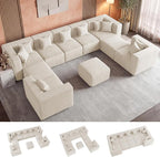 MONVANE Modular Sectional Sofa, Oversized 10 Seat Convertible U Shaped Couch by MONVANE