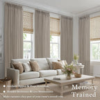 Dark Taupe Flax Linen Light Filter Pinch Pleated Curtains 100 Inches Long | 100 - Image 2