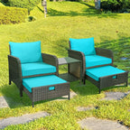 LEVELEVE Balcony Furniture 5 Piece Patio Conversation Set, PE Wicker Rattan - Image 9