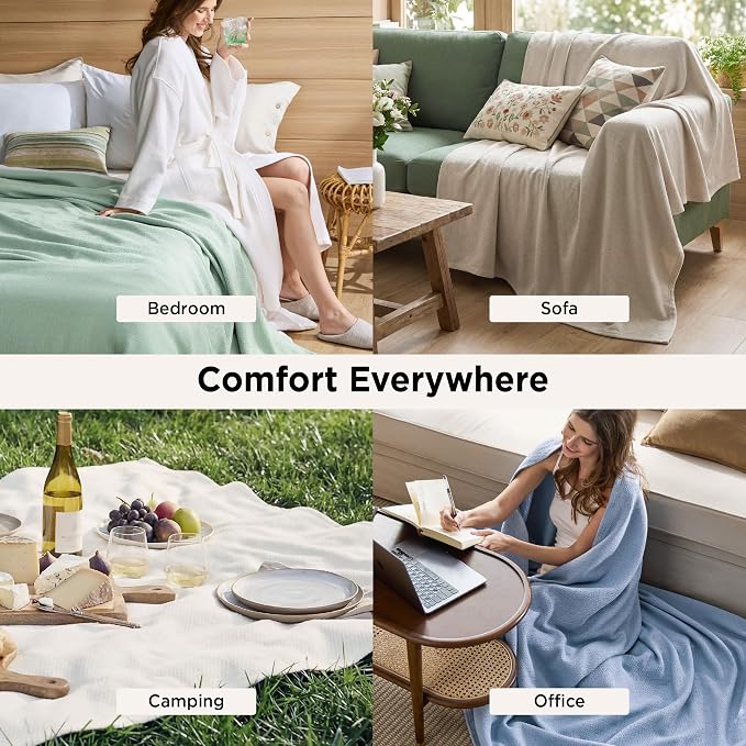 Bedsure GentleSoft 100% Cotton Blanket Full Size - Image 5