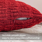 Pack of 2 Corduroy Decorative Throw Pillow Covers 12x20 Inch, Wine Red | Fall - Image 3