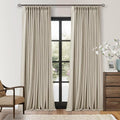 Beige Oatmeal Linen Pinch Pleated 100% Blackout Curtains 90 Inch Length | Pinch by Twodrapes