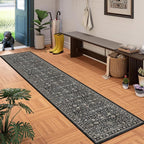 Grey Floral Hallway Runner Rug 2x10 - Image 3