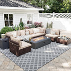 UPHA 9 Pieces Patio Furniture Sets, Wicker Outdoor Sectional Sofa Couch by UPHA