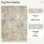 Soalmost 9x12 Area Rugs for Living Room Washable Rug Abstract Orange/Brown | - Image 5