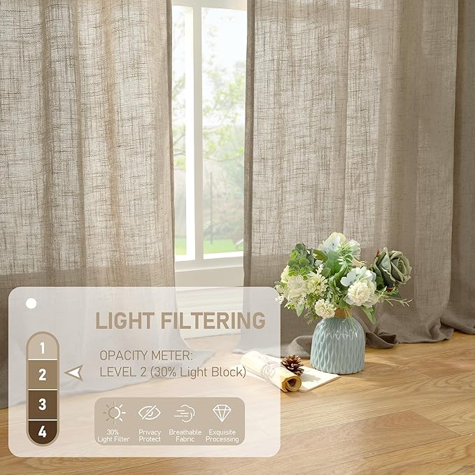 Semi Sheer Linen Curtains 80 Inch Length - Image 5