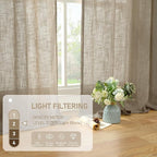Taupe Semi Sheer Linen Curtains 45 Inch Length - Image 5
