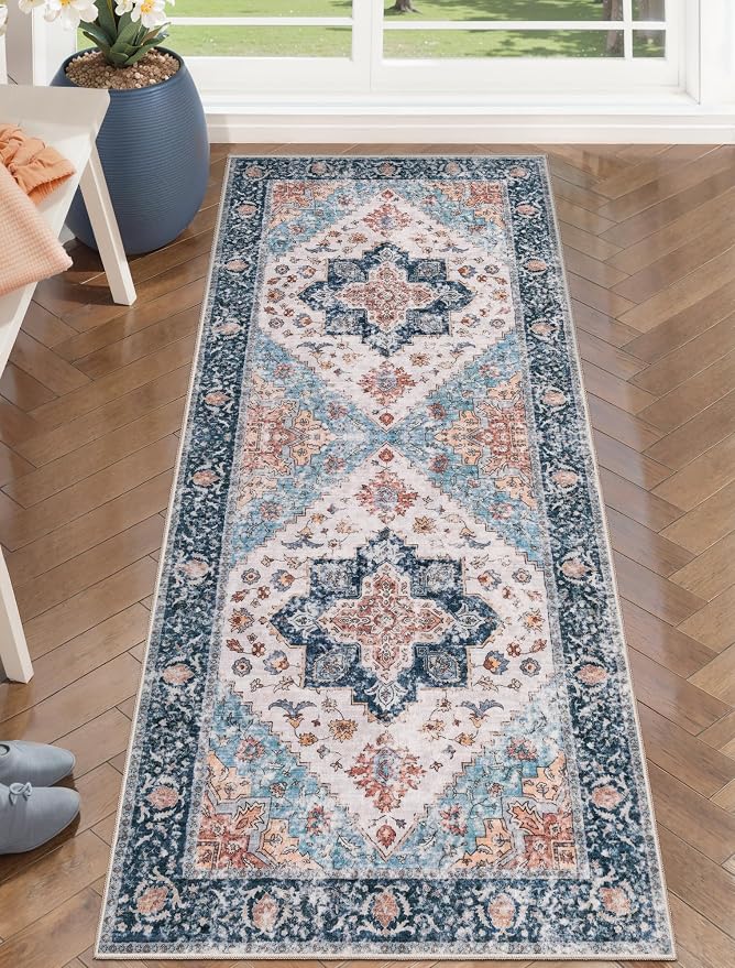 SERISSA 2x5 Washable Non Slip Boho Runner Rug by SERISSAHomeDecorCollection