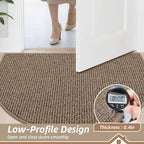 BEQHAUSE Dirt Trapper Door Mat 26" x 40" Half Circle Non Slip Rugs, Taupe | - Image 5