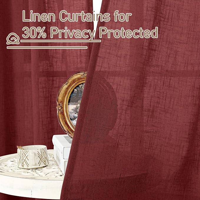 Semi Sheer Linen Curtains 63 Inch - Image 5