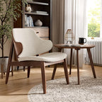 Furniture of America Callum Mid-Century Modern Solid Wood 2 Piece Brown Round - Image 2