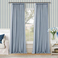 120 Inch 100% Blackout Pinch Pleated Linen Curtains Light Blue by Twodrapes