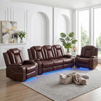 Power Recliner Sofa Set with LED Lights, 2 Manual Recliner 1 Seat and a 3 Seat by Unknown