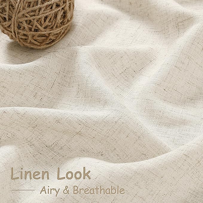 Warm Beige Linen Curtains 102 Inches Long Rod Pocket Back Tab Drapes 2 Panels - Image 3