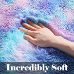 Rainbow Rugs for Girls Bedroom, 5x8 Fluffy Bedside Throw Area Rug, Soft Plush - Image 2