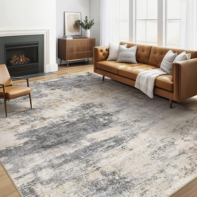 LOONGRUG 5x8 Area Rug Washable Neutral Modern Living Room Rugs Grey Brown | by LOONGRUG
