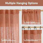 Terracotta Linen Curtains for Living Room 84 inch Length 2 Panels | Light - Image 3