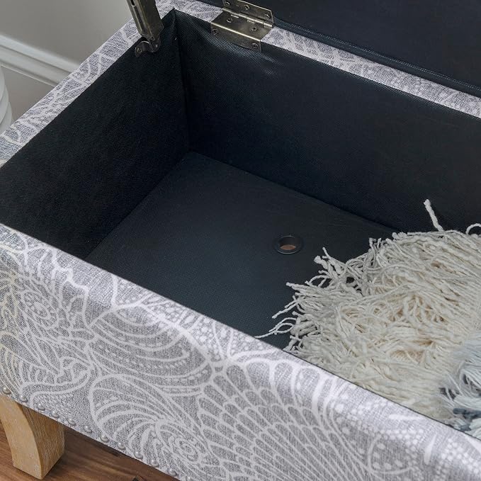 Linon Stone Upholstered Storage Stephanie Ottoman - Image 5