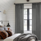 Dark Gray Linen Pinch Pleated Light Filter Curtains 96 Inches Long 2 Panels | - Image 6