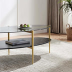 LumFurn Oval Glass Coffee Table, Mid-Century Modern Design, L43 x W22 x H17 inch - Image 6