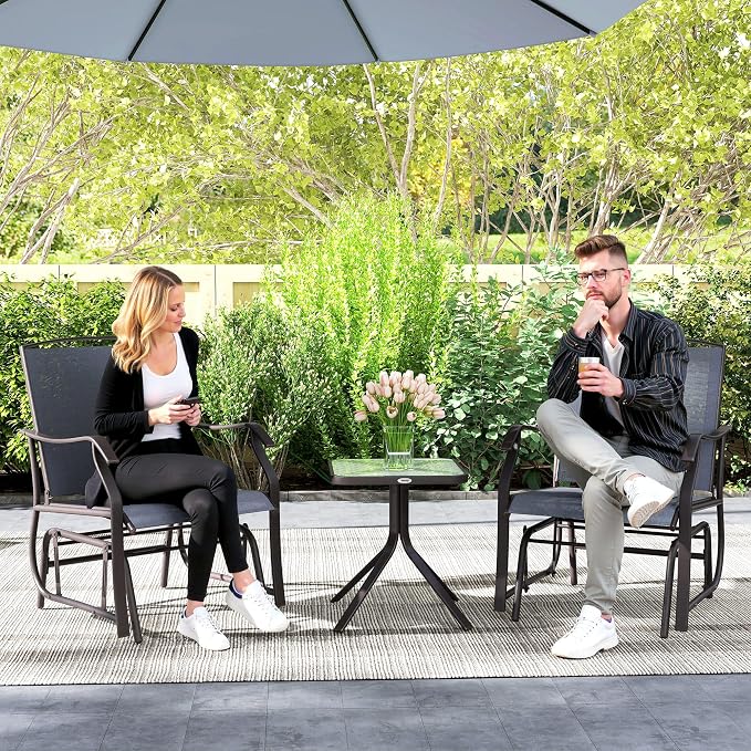 Outsunny 3 Piece Outdoor Glider Chair - Image 9