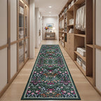 PLHXFR 3x10 Washable Runner Rug：Floral Indoor Kitchen Carpet Dark Green | - Image 5