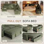 Hanherry Sectional Couch with Pull Out Sofa Bed, Corduroy Sleeper Sofa with - Image 3