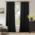 Black 108 Inch Pinch Pleated 100% Blackout Curtains by Twodrapes