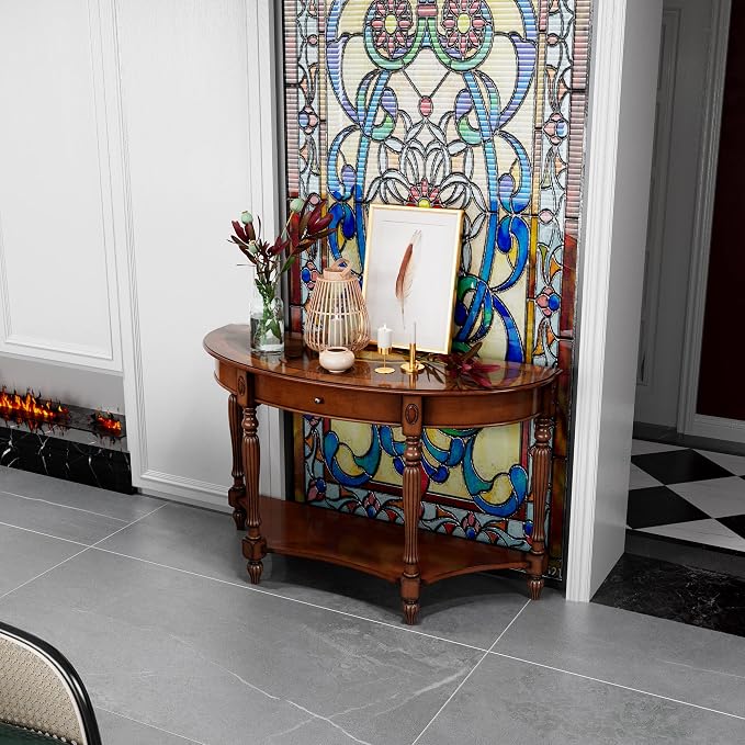 Solid Wood Oval Console Table - Image 7