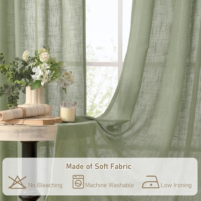 Sheer Linen Curtains 63 Inches Long - Image 8