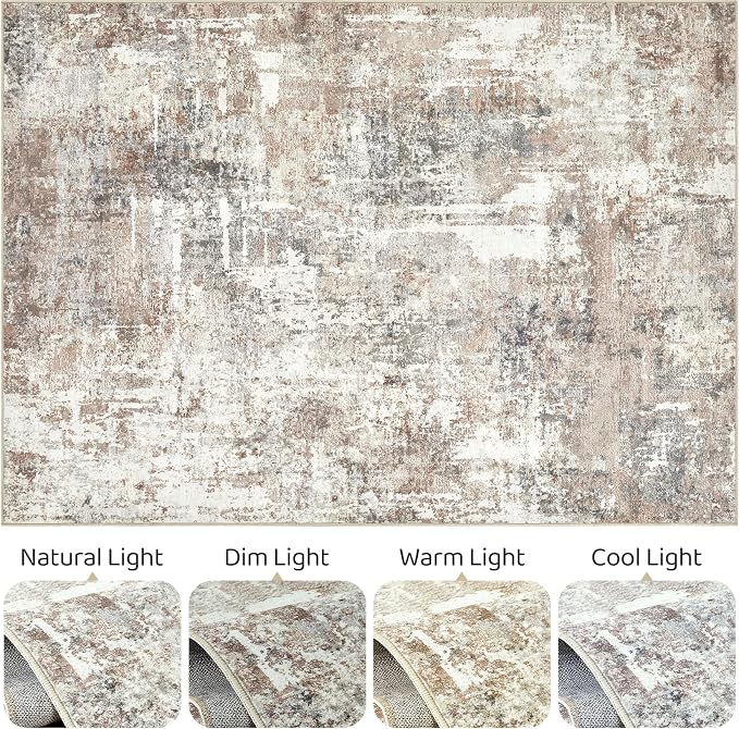 LOONGRUG 8x12 Area Rug Washable Large Neutral Modern Living Room Rugs | - Image 9