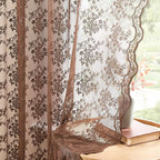 YJ YANJUN Vintage Lace Curtains 54 Inch Length-Brown Kitchen Curtains by YJYANJUN