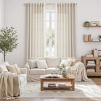 Warm Beige Linen Curtains 90 Inch Long 2 Panels Set - Image 4