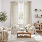 Warm Beige Linen Curtains 84 Inch Length 2 Panels Set - Image 4