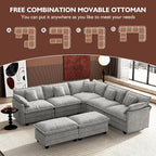 Ihanherry 114" V-Shaped Modern Sofa Modular Sectional Cloud Couch - Image 7