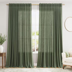 Extra Wide Linen Curtains for Living Room 108 Inch Length for Room Divider by Nanspring