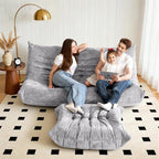 Bean Bag Ottoman, Memory Foam Lazy Bean Bag Sofa, Fireside Chair Foot Rest - Image 4
