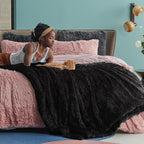 Bedsure GentleSoft Fluffy Black Blankets Queen Size - Image 6