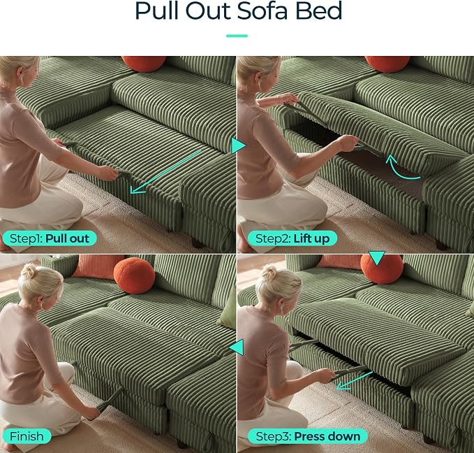 LINSY HOME Sectional Sleeper Sofa Pull Out Couches - Image 5