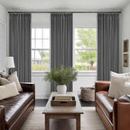 Dark Grey Pleated Thick Linen Blackout Curtains 105 Inches Long - Image 6