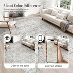 Round Area Rug Living Room: 5 ft Modern Washable Indoor Carpet | - Image 4